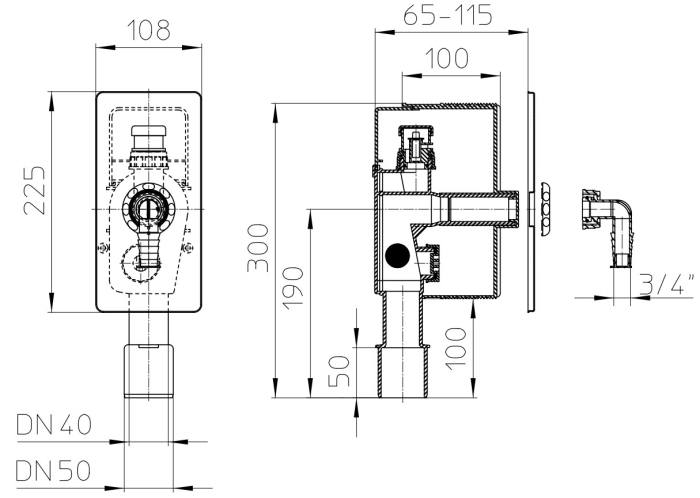 HL 404.1 Сифон для стиральной машины с вакуумным клапаном