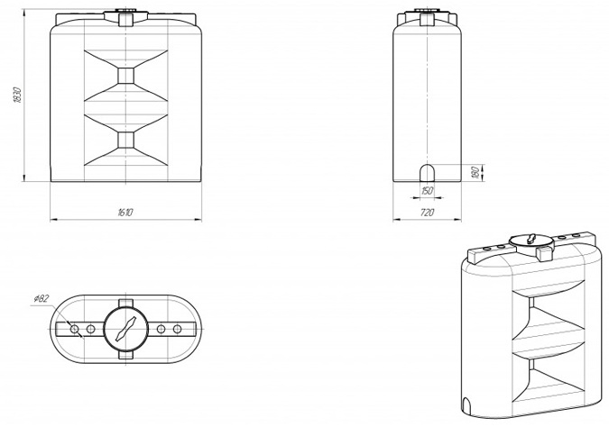 Ёмкость для топлива Экопром S 1500л oil  
