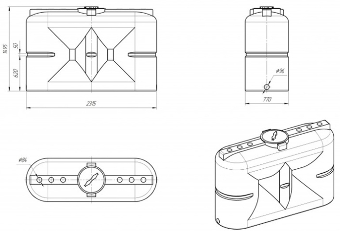 Ёмкость для топлива Экопром S 2000л oil  
