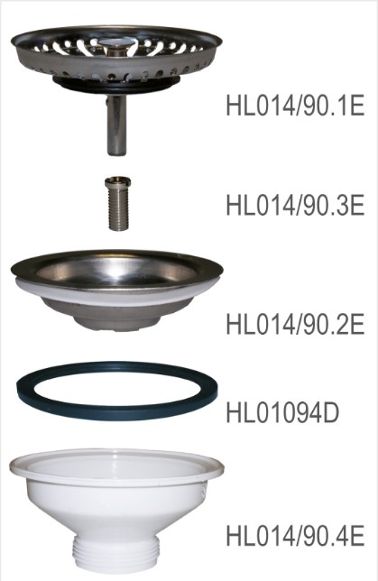 HL 14/90 Выпуск для моек D90 мм с пробкой из нержавеющей стали, 6/4