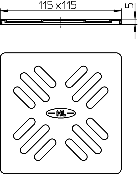 HL 037N.1E Решетка KLIK-KLAK 115*115 мм из нержавеющей стали  