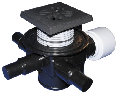 HL 70G Трап проходной с 3-мя входами с обратным клапаном с чугунной решеткой 137х137 мм и подрамником 150х150 мм, DN75/110