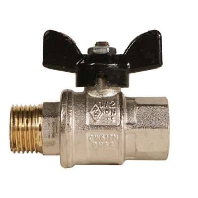 Rubinetterie Bresciane Полнопроходной латунный шаровый кран ВН/НАР резьба 1/2, бабочка