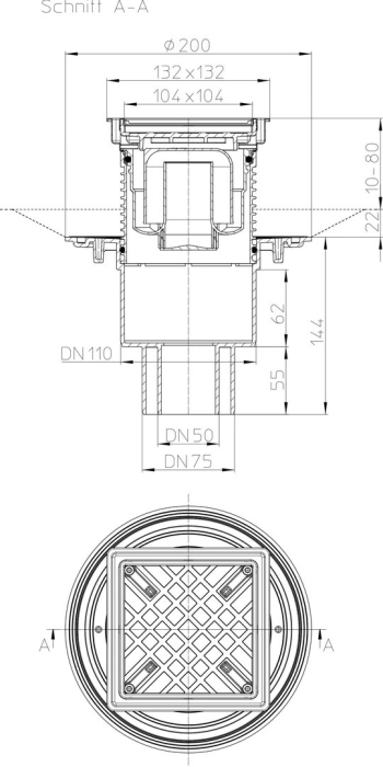 HL 310N-3020 Трап с сифоном, с надставным элементом HL3020 с вертикальным выпуском DN50/75/110
