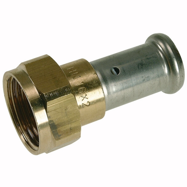 Henco Муфта накидная гайка, плоское уплотнение, латунь пресс, 32x1"  