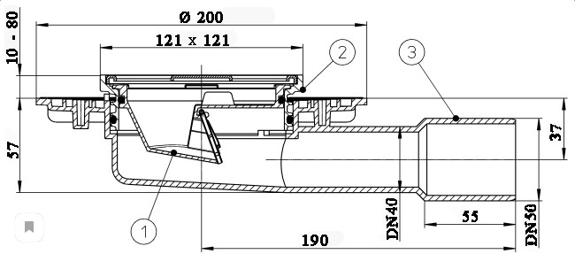 HL 90.2-3000 Трап для балконов HL 90.2, с надставным элементом КЛИК-КЛАК  