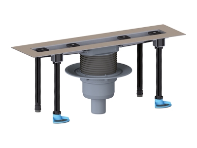 HL 50FV.0/80 Плоский душевой лоток длиной 800 мм без решетки, выпуск вертикальый DN50, МОНТАЖНАЯ ВЫСОТА 31 мм!