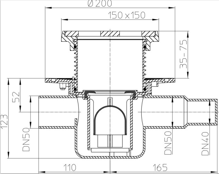 HL 300G Трап проходной с обратным клапаном