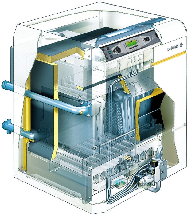 Газовый котел De Dietrich DTG 330-16 S (автоматика B3 20/25мбар, в разобранном виде)  