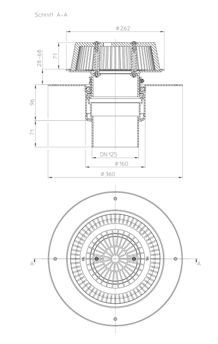 HL 62FSafe/2 Кровельная воронка для аварийного водостока, для FPO мембран, DN125  
