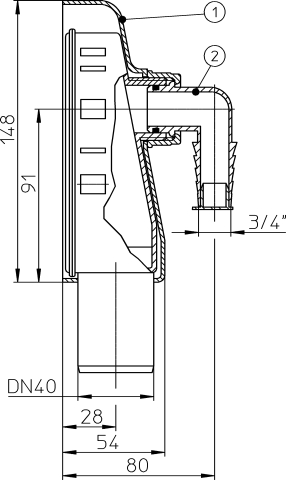 HL 410 Сифон для стиральной машины (наружный)
