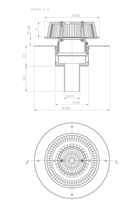 HL 62FSafe/7 Кровельная воронка для аварийного водостока, для FPO мембран, DN75  