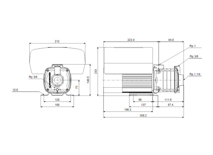 Циркуляционный насос Grundfos CME 5-2 A-R-A-V-AQQV U-A-D-N  