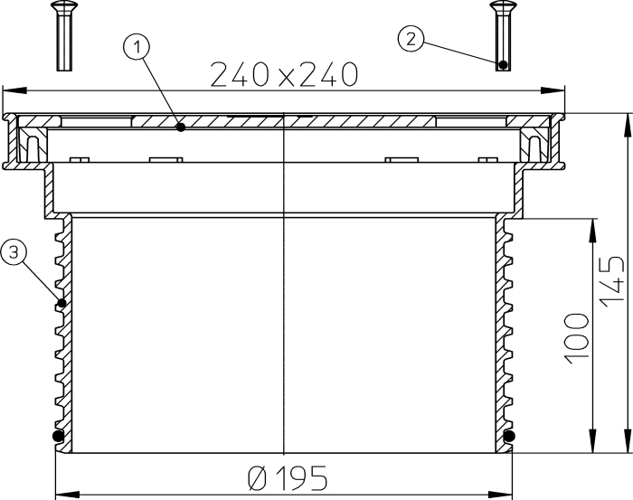 HL 623 Надставной элемент HL 608 с решёткой из ПП  