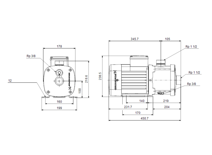 Насосная станция Grundfos CM 10-2 A-R-G-E-AQQE  