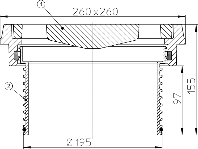 HL 624 Надставной элемент HL 608.1 с решёткой из чугуна HL 0606.1E  