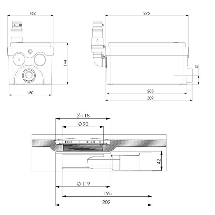 Канализационная установка SFA Sanidouche Flat  