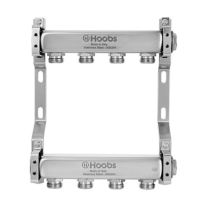 Комплект коллекторов Hoobs, нерж. сталь, без регулировки, 1"х3/4"-4 вых  