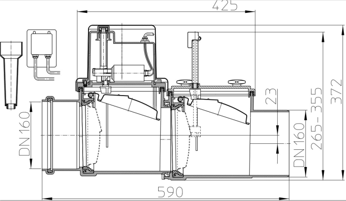 HL 715.2EPC Затвор с электрическим приводом и подключением к компьютеру DN160