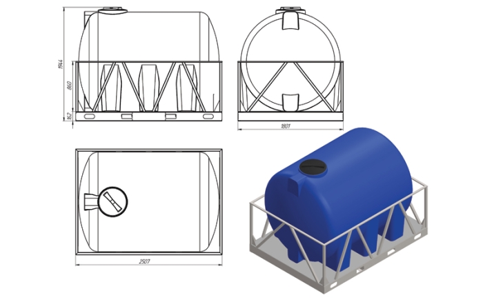 Ёмкость спецназначения Экопром H 5000л в обрешетке  