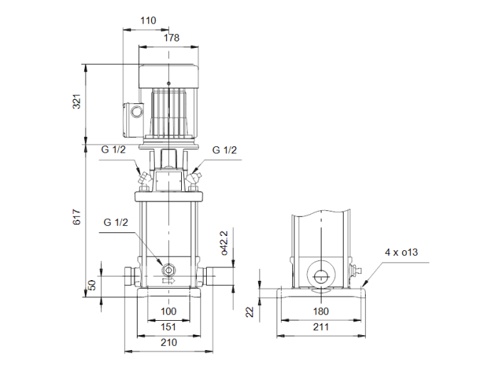 Насос для повышения давления Grundfos CRT 2-22 A-P-A-E-AUUE  