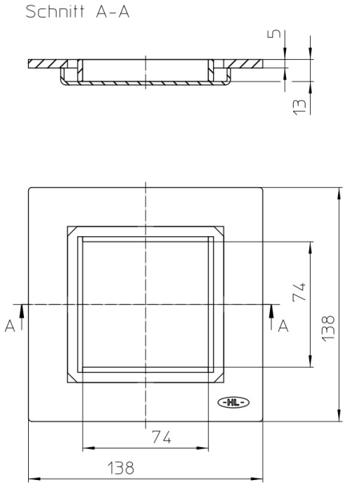 HL 0540I Решётка из нерж. стали для вклейки плитки, для трапов ТОЛЬКО HL540, HL3100Pr и HL5100Pr  