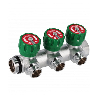 Коллектор латунный никелированный Hoobs 3/4x3/4 (евроконус) - 3 вых