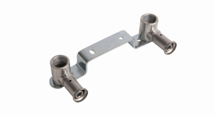 Henco Двойная водорозетка приподнятая, латунь пресс, 16x3/8"x16x3/8" (120 мм)  