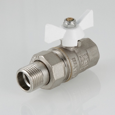 Valtec Кран шар. BASE с полусгоном 1/2 вн.-нар. белая рукоятка