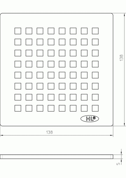 HL 066Q.1E Решетка КВАДРО из нержавеющей стали 138 х 138 мм  