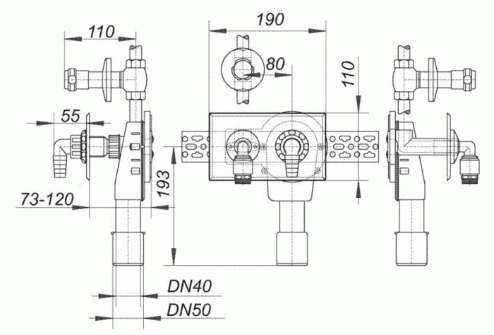 HL 130501 Сифон для стиральной машины как HL 406, но с выносным вентилем для воды