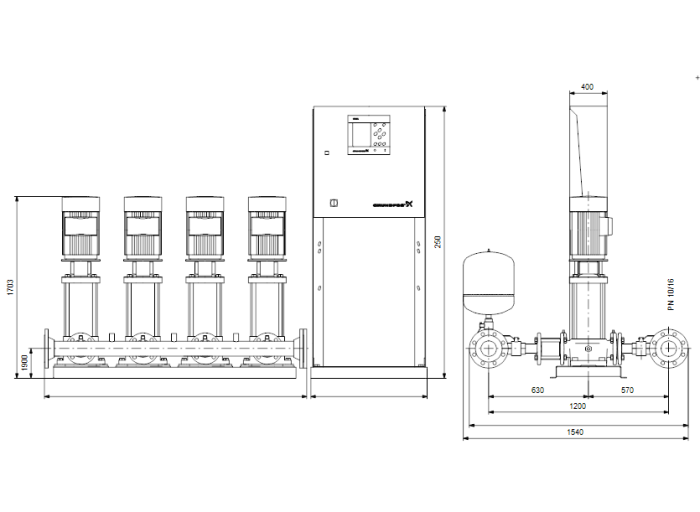 Насос для повышения давления Grundfos HYDRO MPC-F 4CR90-4  