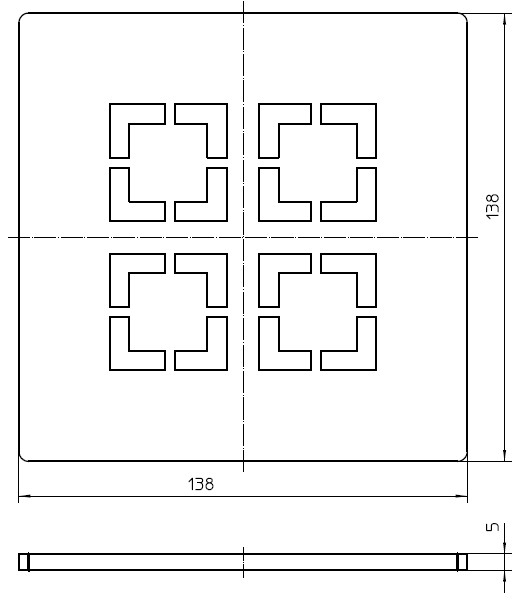 HL 066C.1E Решетка CUTE из нержавеющей стали 138 х 138 мм  