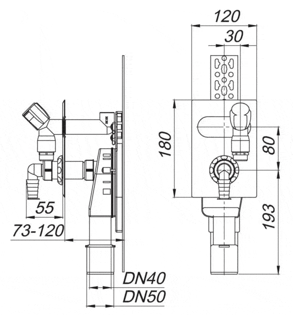 HL Сифон для скрытой установки