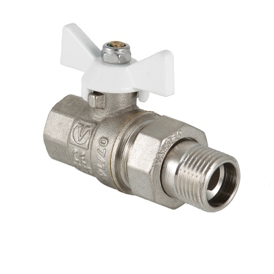 Valtec Кран шар. BASE с полусгоном 3/4" вн.-нар. белая рукоятка  