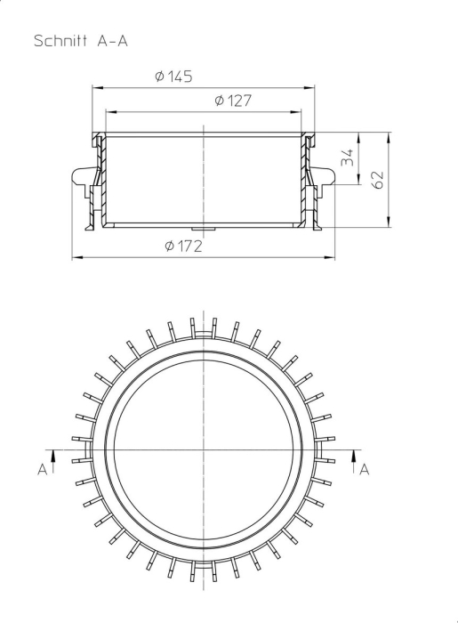 HL 161 Дренажное кольцо HL 160 в комплекте с переходником ?145 на ?125 мм  