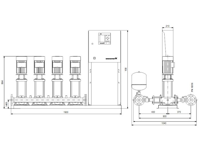 Насос для повышения давления Grundfos HYDRO MPC-S 4 CR 10-6  