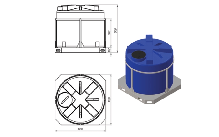Ёмкость спецназначения Экопром T 2000л в обрешетке  