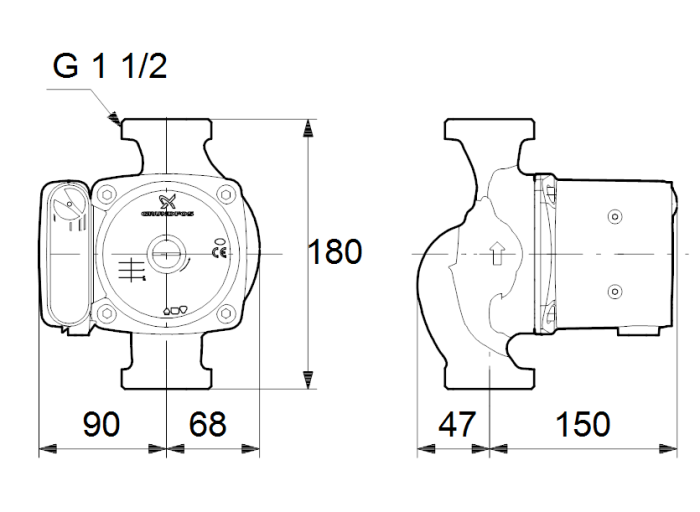 Циркуляционный насос Grundfos UPS 25-100 180  