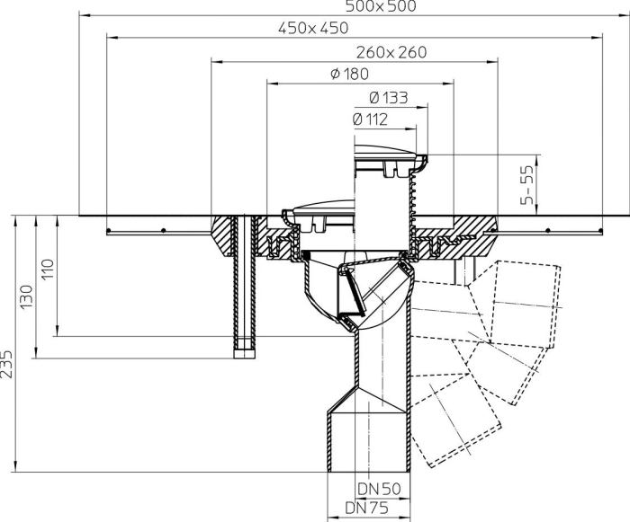 HL 80CR Трап для балкона с консолью из полполимербетона c круглой решеткой