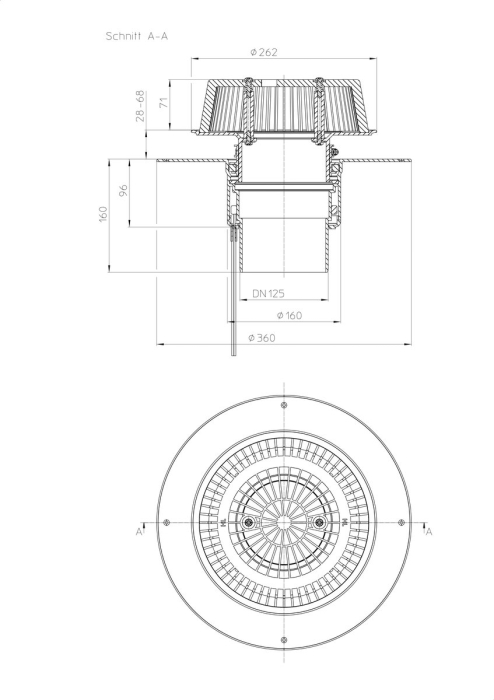 HL 62.1PSafe/2 Кровельная воронка для аварийного водостока, для ПВХ мембран, с электрообогревом U=230B, мощность 10-30Вт, DN125