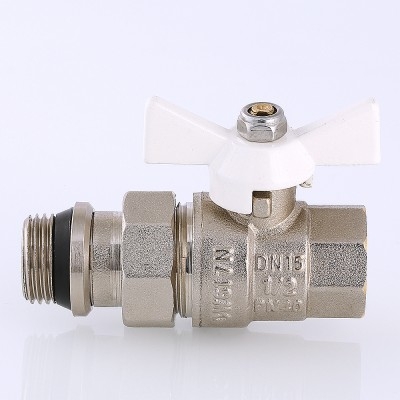 Valtec Кран шар. BASE с полусгоном 1/2 вн.-нар. с доп. упл. (белая рукоятка)