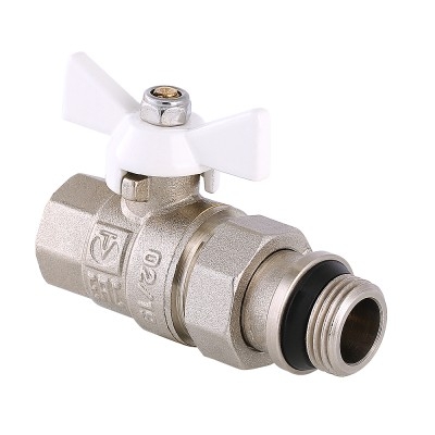 Valtec Кран шар. BASE с полусгоном 1/2 вн.-нар. с доп. упл. (белая рукоятка)