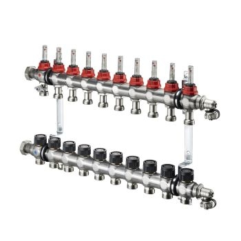 Коллектор Oventrop Коллектор на 7 контуров, 0-5 л/мин, из нержавеющей стали  