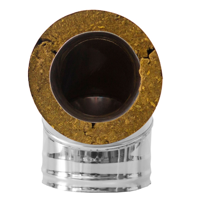 Сэндвич дымоход Дымофф Колено сэндвич 90 580*500 AISI430 0.5мм/AISI304 1мм