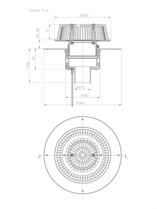 HL 62.1PSafe/7 Кровельная воронка для аварийного водостока, для ПВХ мембран, с электрообогревом U=230B, мощность 10-30Вт, DN75  