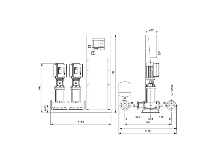 Насос для повышения давления Grundfos HYDRO MPC-S 2 CR 15-2  