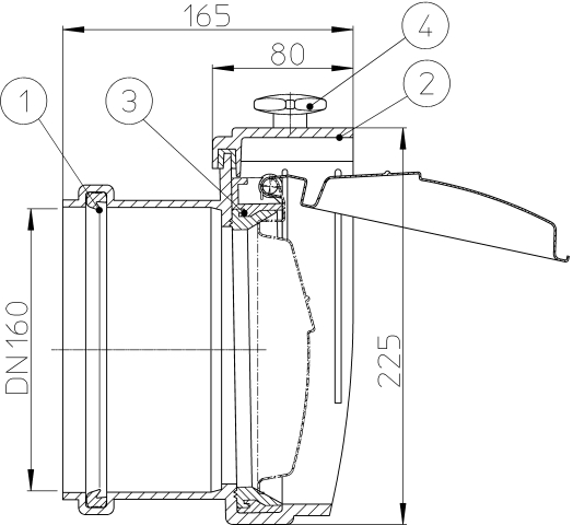 HL 715.0 Канализационный затвор DN160  