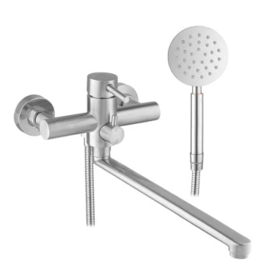 Смеситель для ванной с длинным изливом из нержавеющей стали, САТИН, ZM-7728-16A