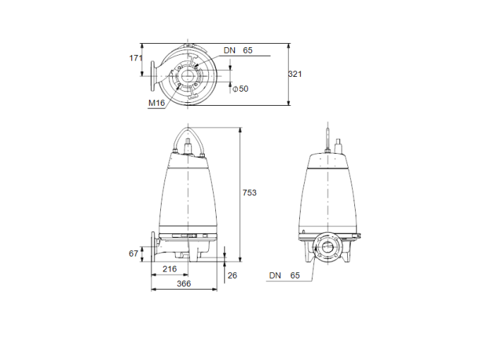 Дренажный насос Grundfos SE 1.50.65.22.2.50D.B  